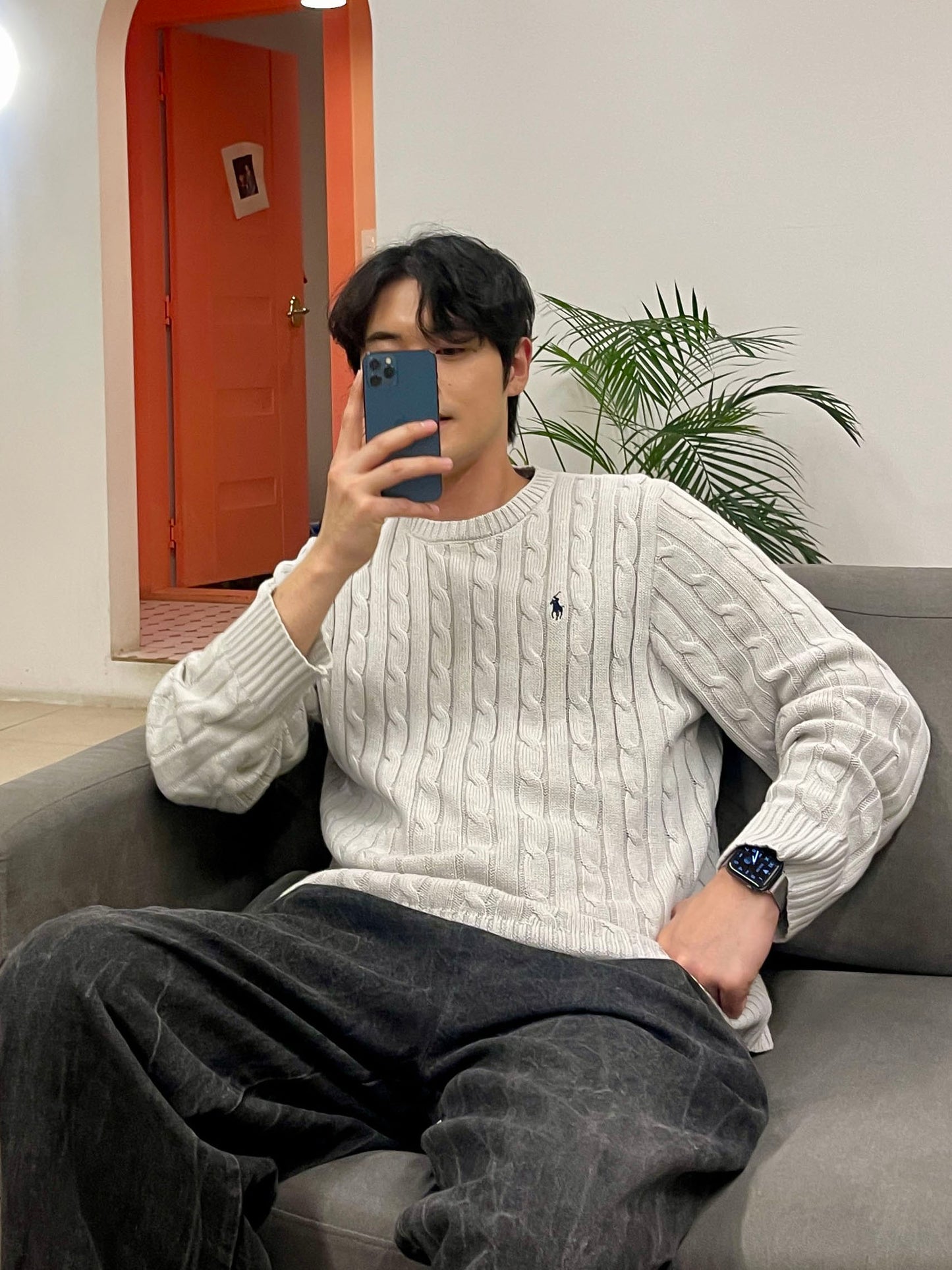 폴로랄프로렌 남녀꽈배기니트 케이블 크루넥 니트 (3color)