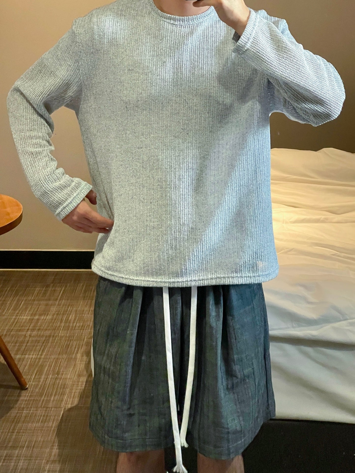 String Linen Denim Shorts (2color)