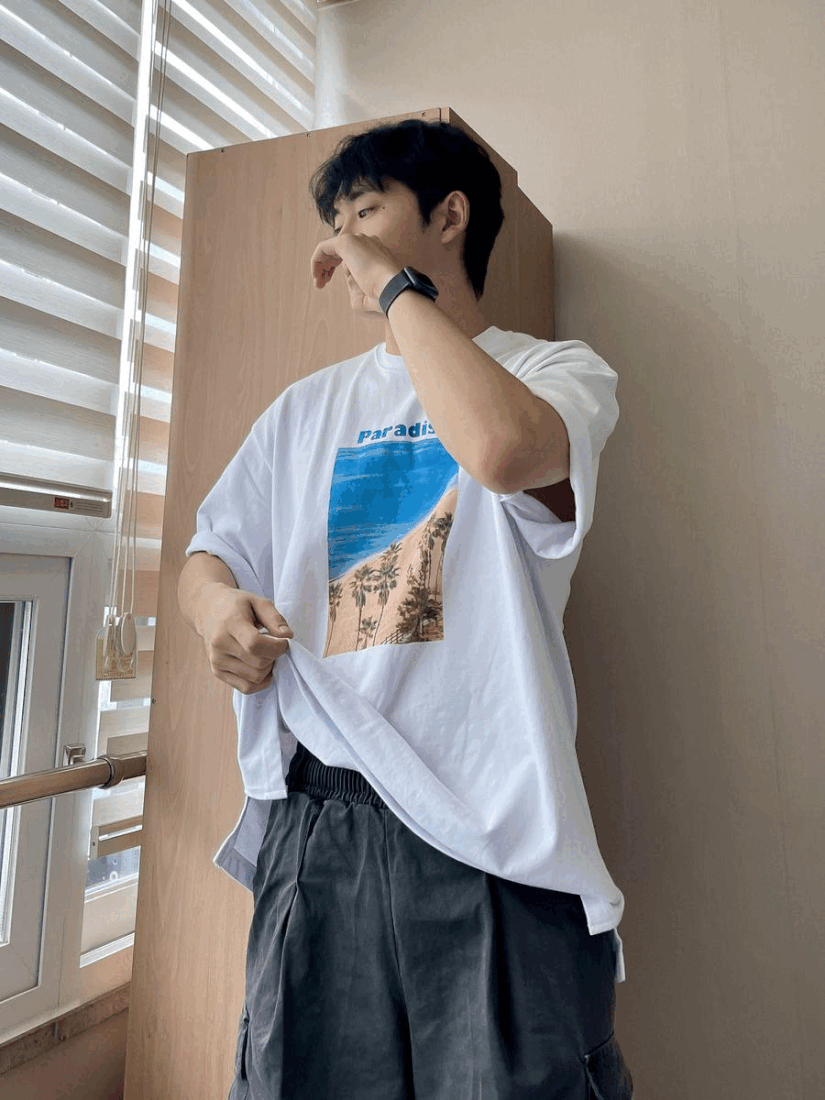 paradisus boxy t-shirt white black