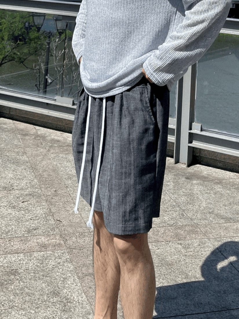 String Linen Denim Shorts (2color)