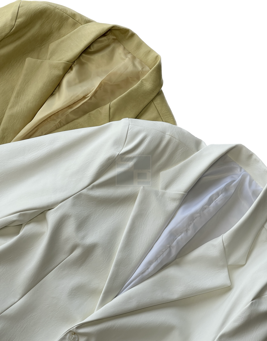 Bulky Leather Blazer White ivory