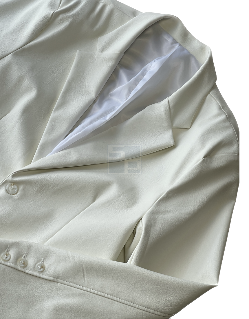 Bulky Leather Blazer White ivory