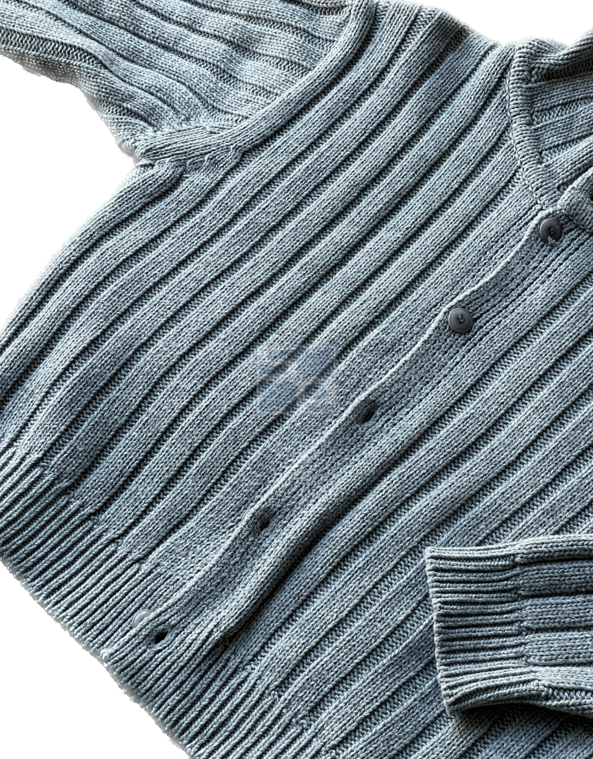 Ribbed Wool Cardigan Jacket Skyblue