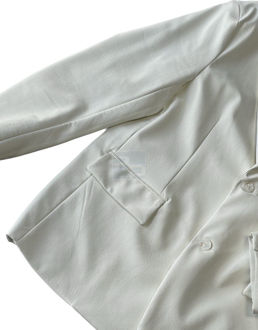 Bulky Leather Blazer White ivory