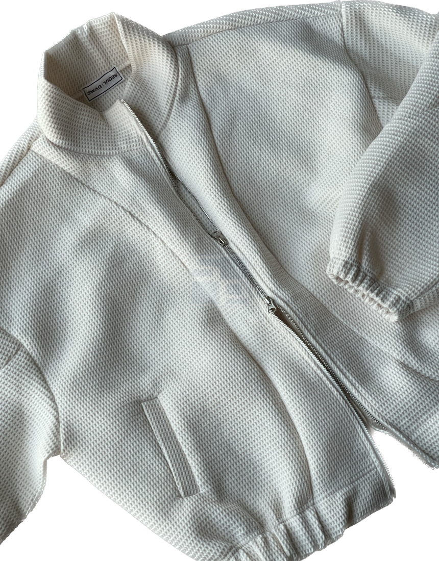 Balloon Woolen Jacket Pants Setup White ivory
