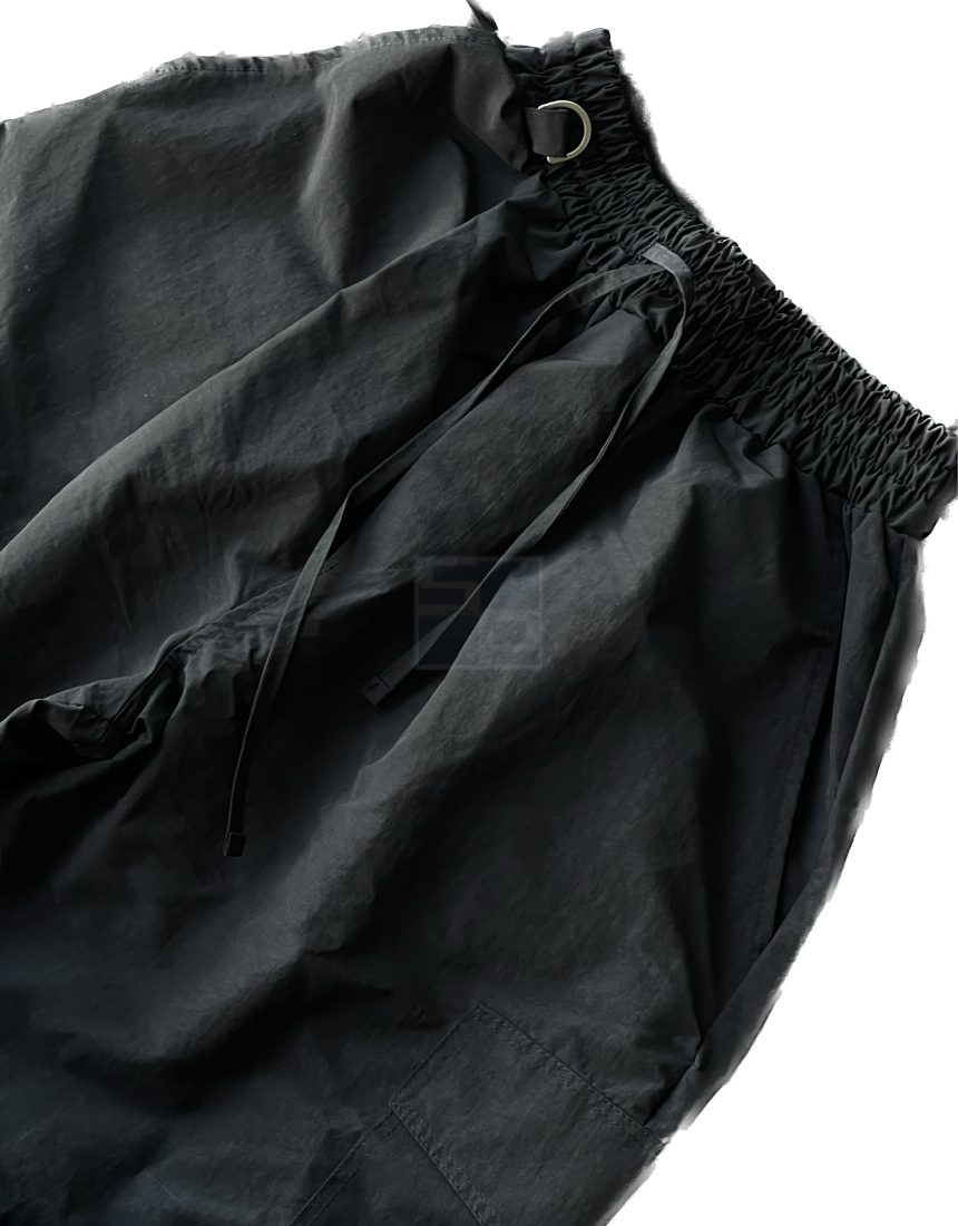 Wide Cargo Jogger Pants Black