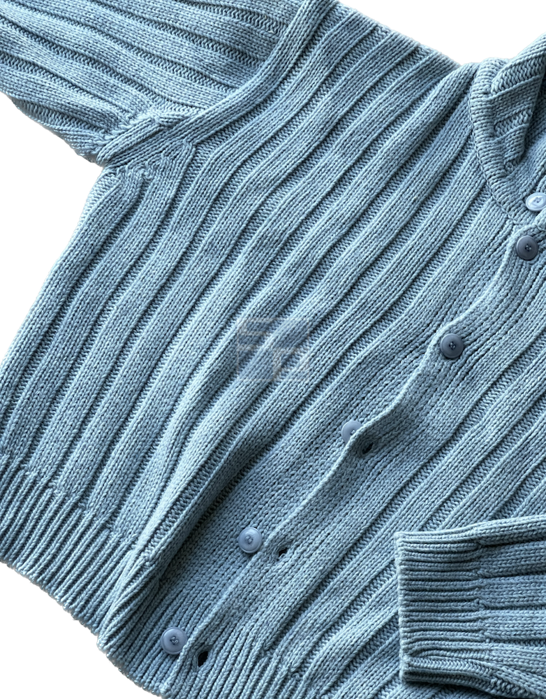Ribbed Wool Cardigan Jacket Gray