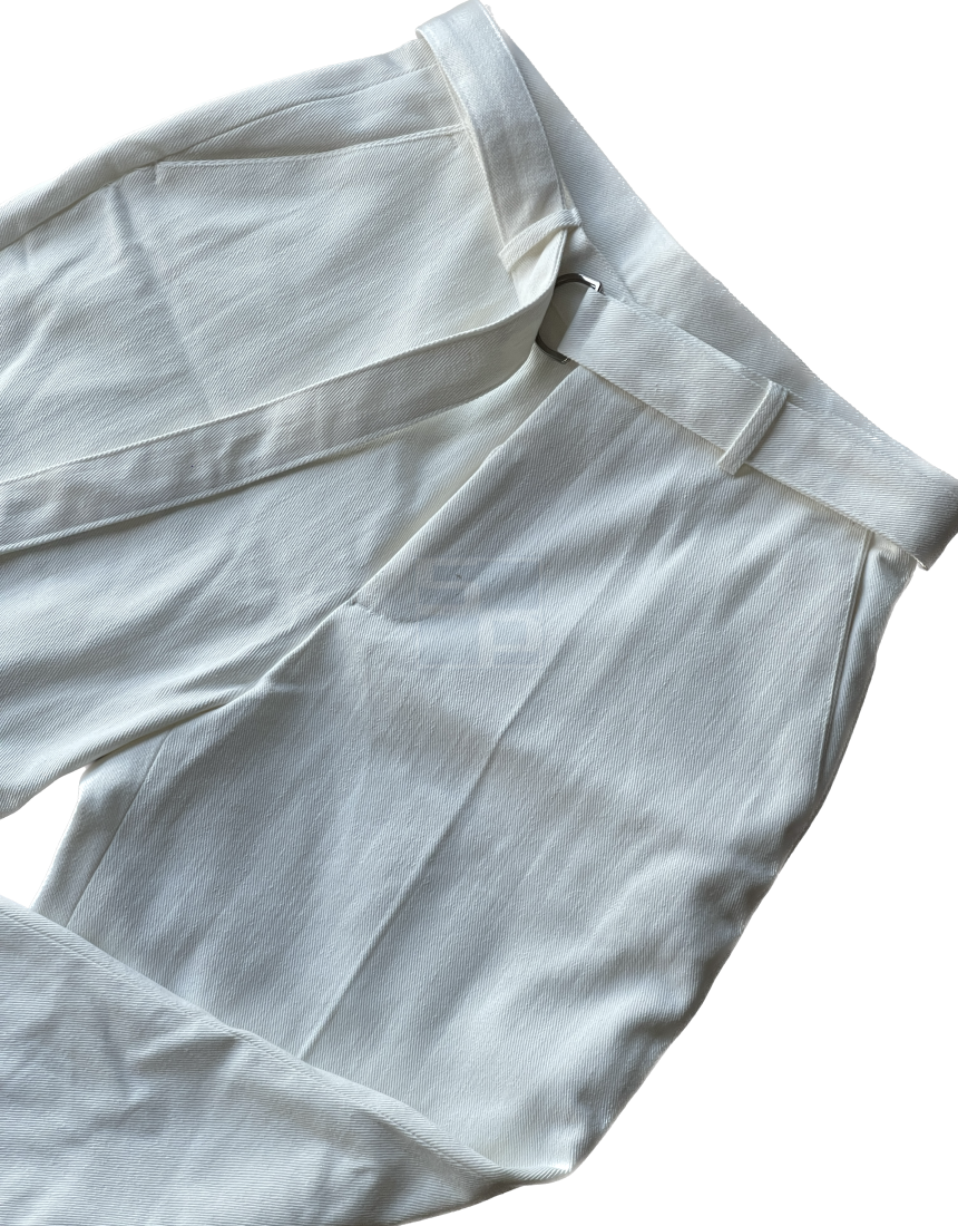 Belted Regular Pants White ivory