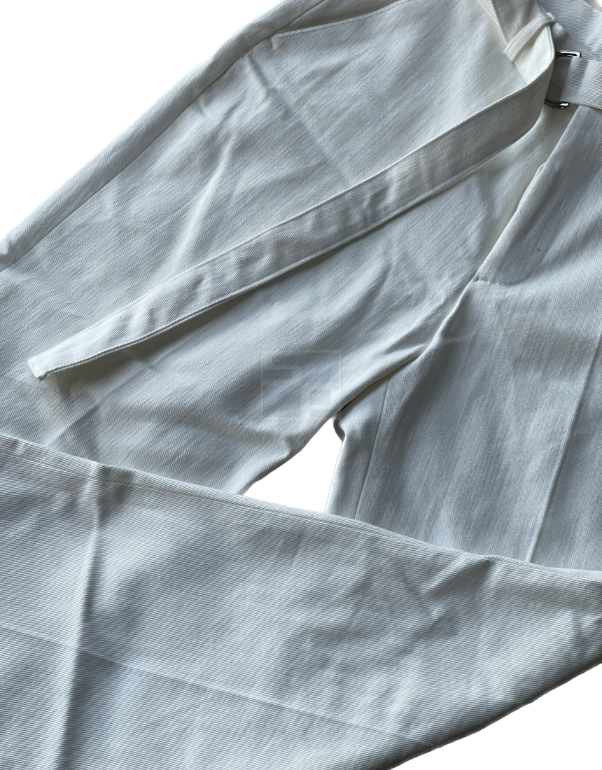 Belted Regular Pants White ivory