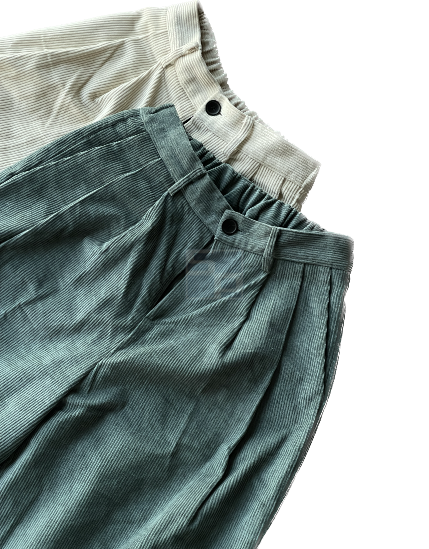 Two Tuck Balloon Corduroy Pants Cream