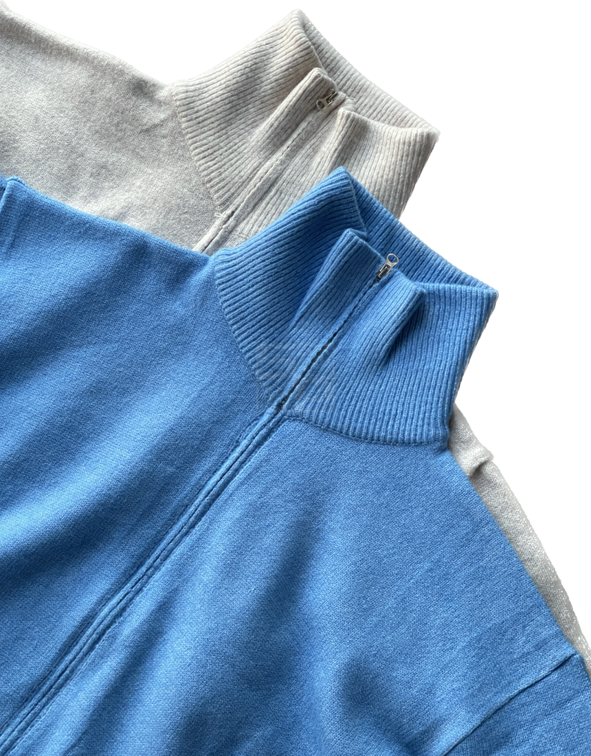 Turtleneck Knit 2way Zipup Oatmeal