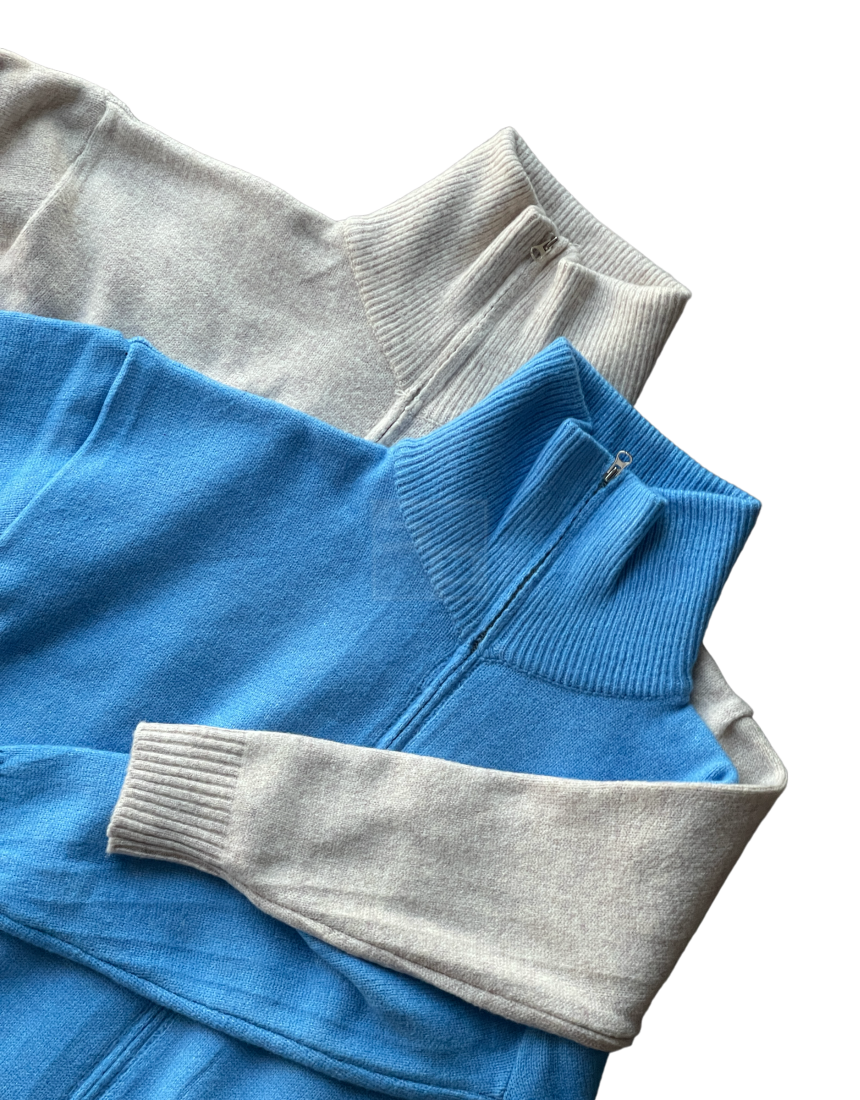 Turtleneck Knit 2way Zipup Skyblue