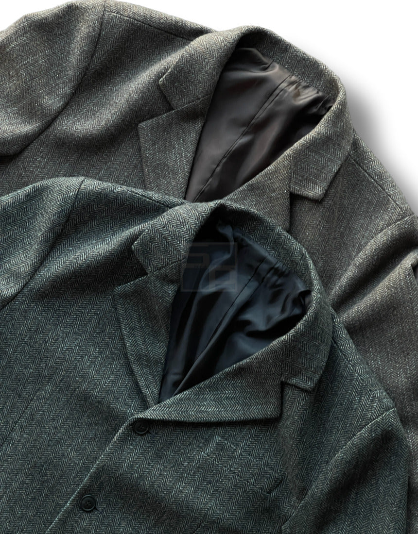 Herringbone 3 Button Casual Blazer Dark beige