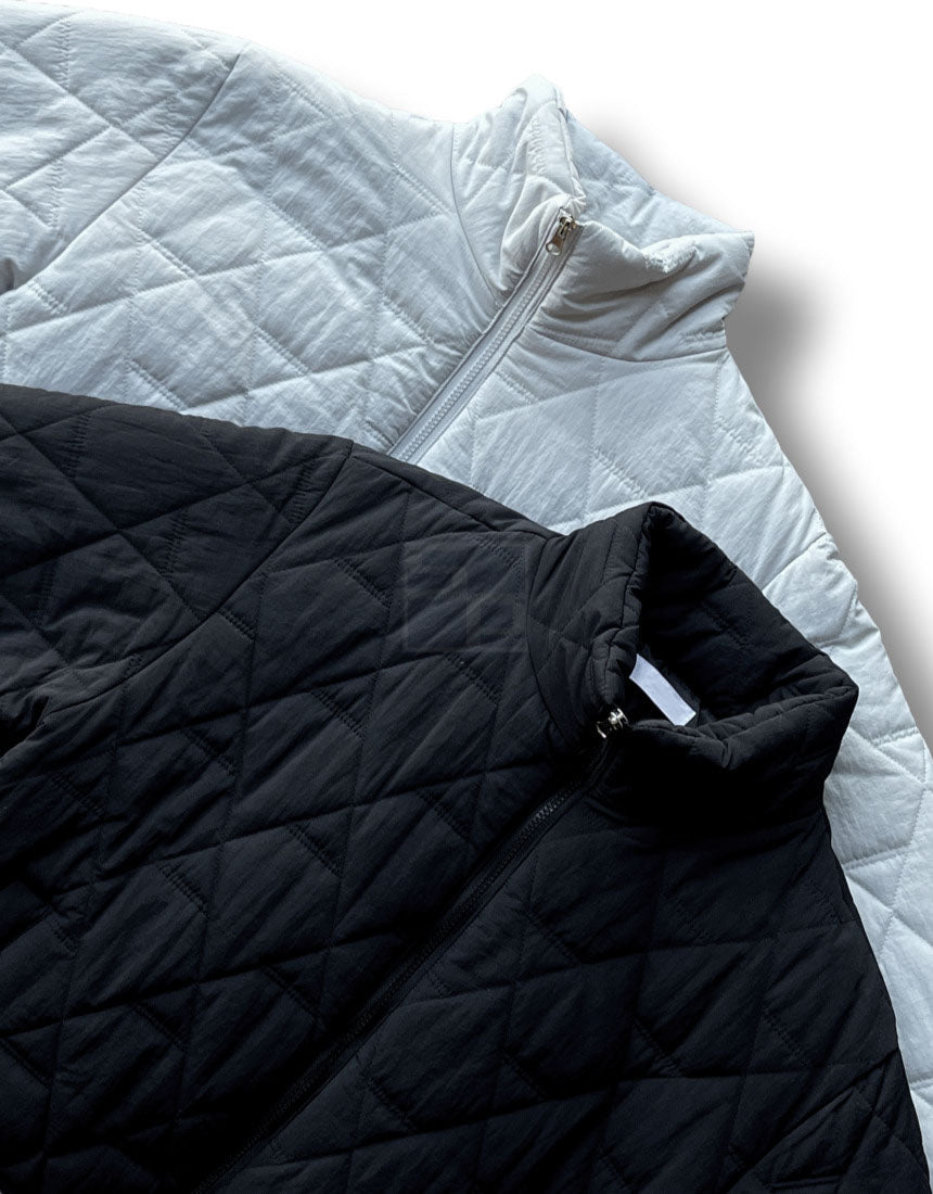 Diamond Quilting 2way Zipup Padding Jacket Black