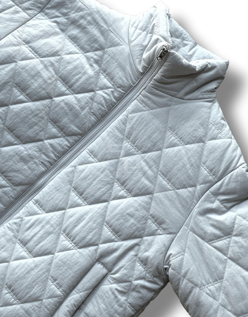 Diamond Quilting 2way Zipup Padding Jacket Black