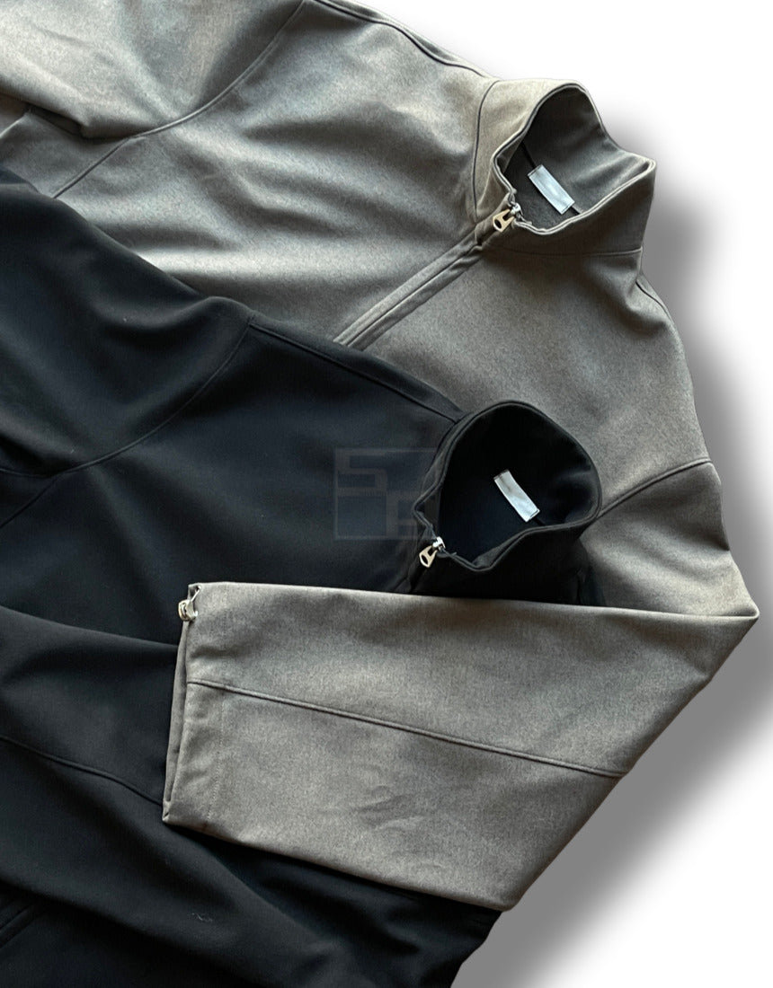 Woven Fleece 2way Zipup Jacket Black