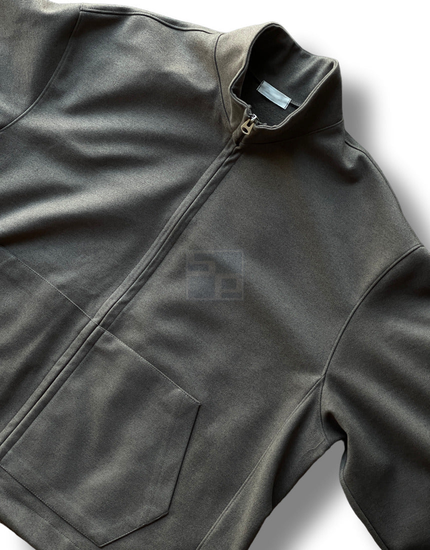 Woven Fleece 2way Zipup Jacket Black