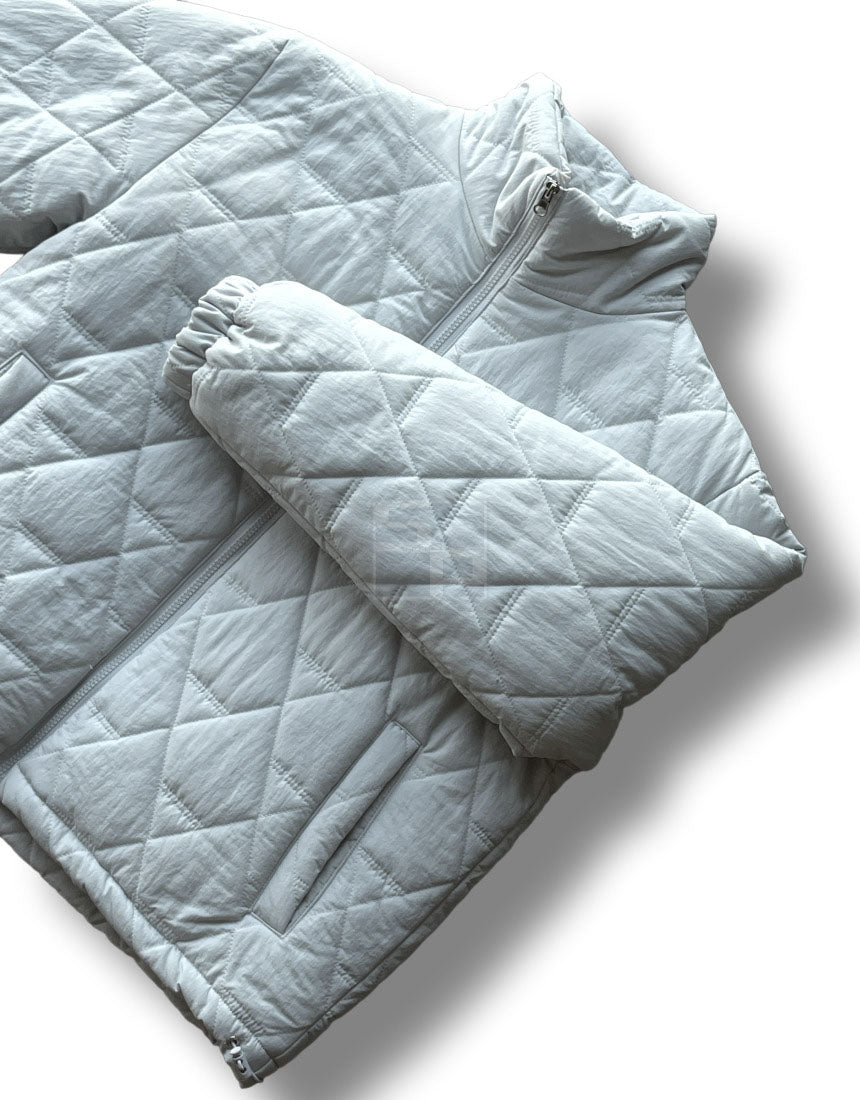 Diamond Quilting 2way Zipup Padding Jacket Black