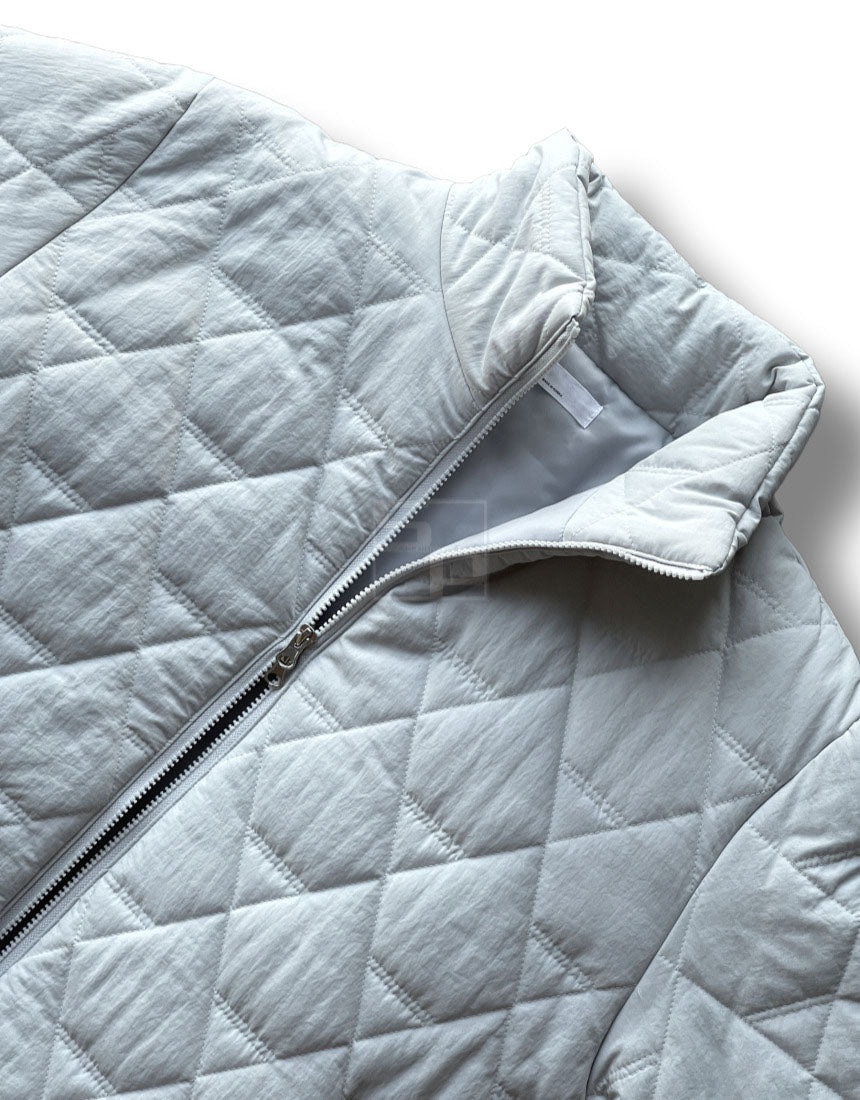 Diamond Quilting 2way Zipup Padding Jacket Black