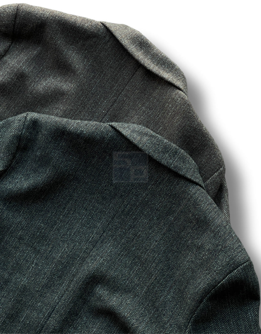 Herringbone 3 Button Casual Blazer Charcoal