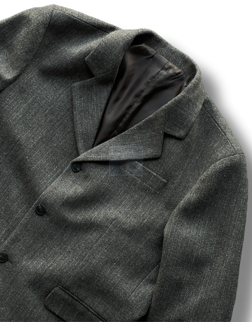 Herringbone 3 Button Casual Blazer Dark beige