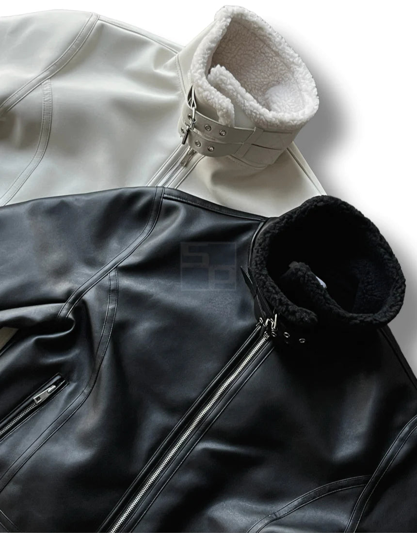 Casual Shearling Jacket Mustang Ivory