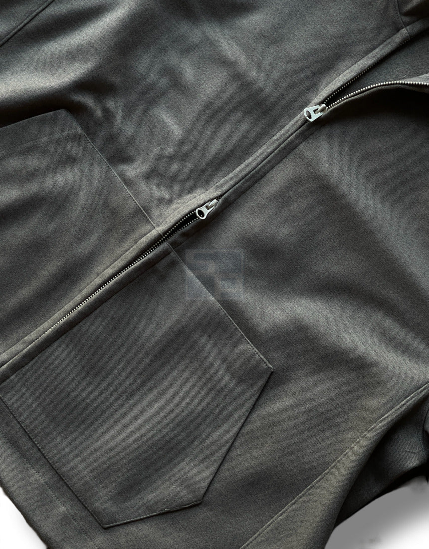 Woven Fleece 2way Zipup Jacket Black