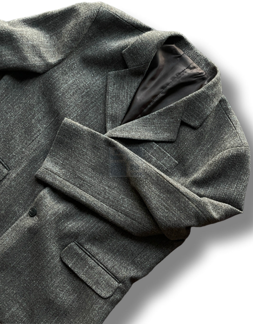 Herringbone 3 Button Casual Blazer Dark beige