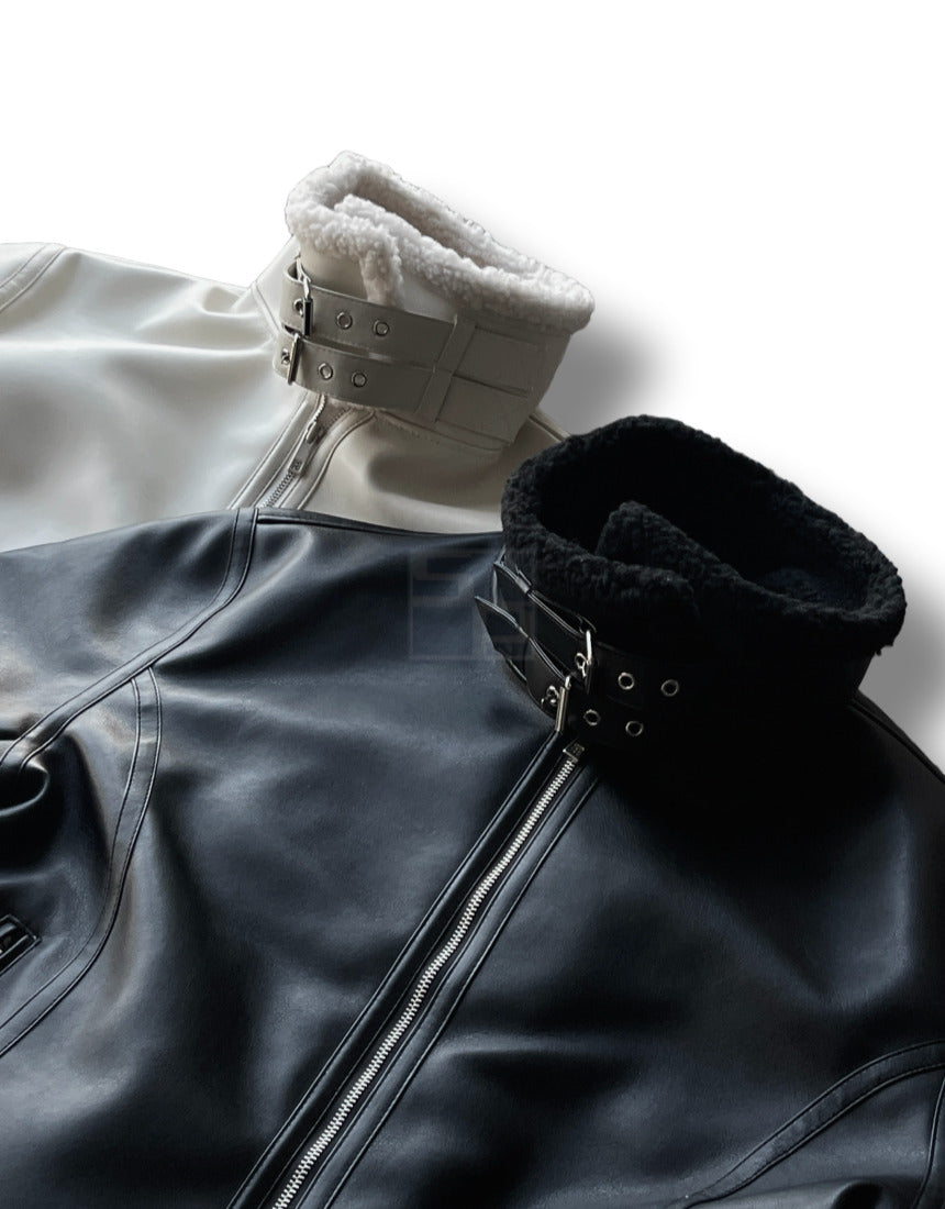 Casual Shearling Jacket Mustang Black