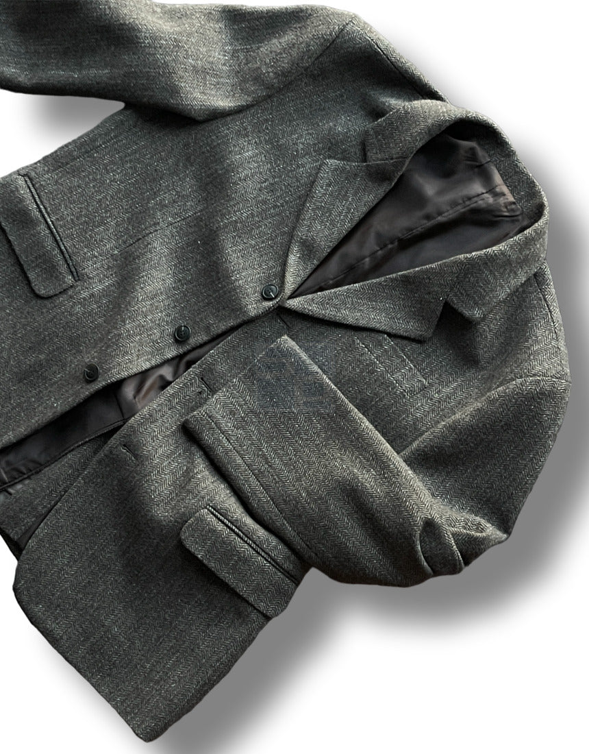Herringbone 3 Button Casual Blazer Dark beige