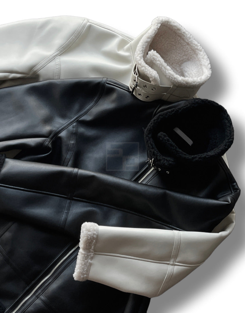 Casual Shearling Jacket Mustang Black
