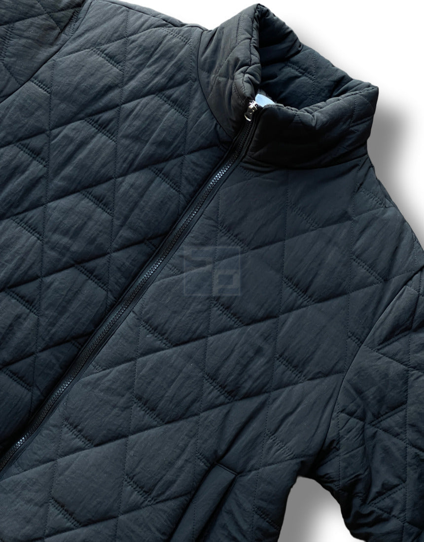 Diamond Quilting 2way Zipup Padding Jacket Black