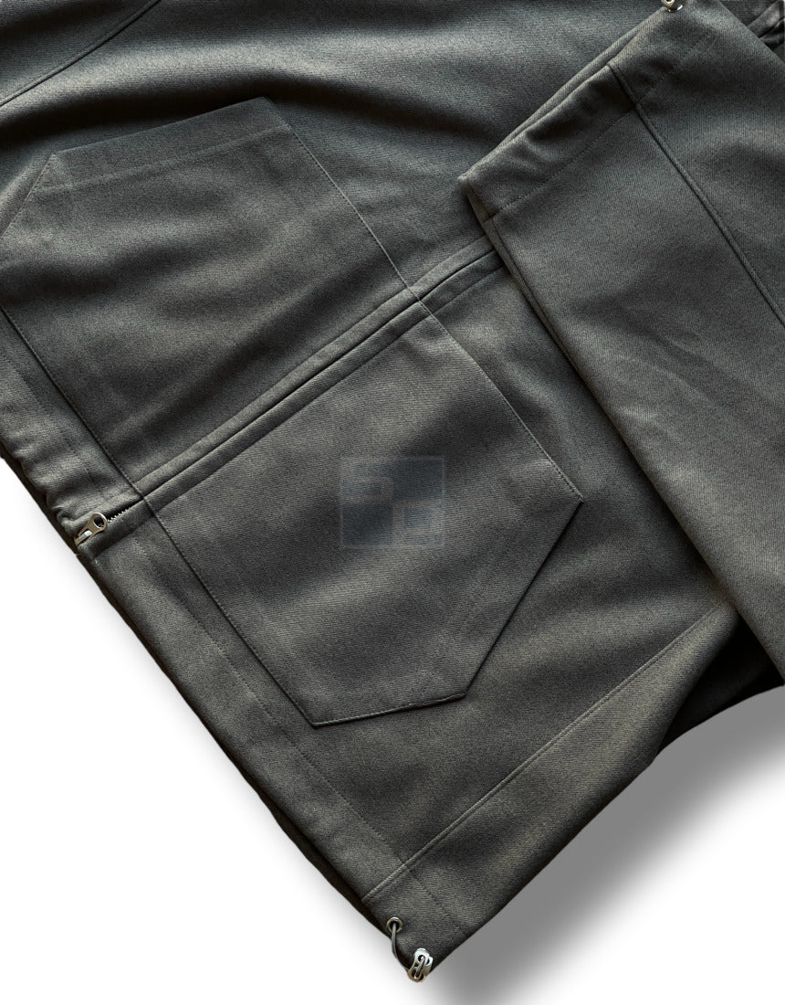 Woven Fleece 2way Zipup Jacket Black