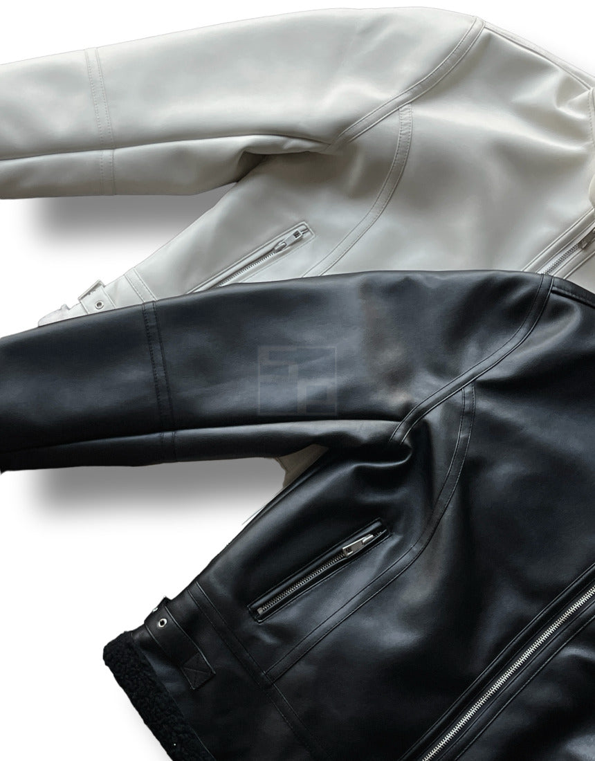 Casual Shearling Jacket Mustang Black