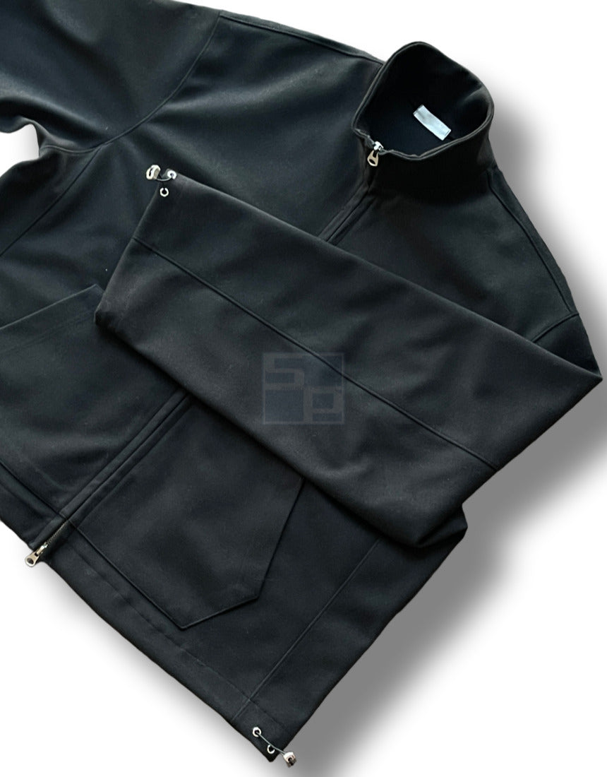 Woven Fleece 2way Zipup Jacket Khaki brown