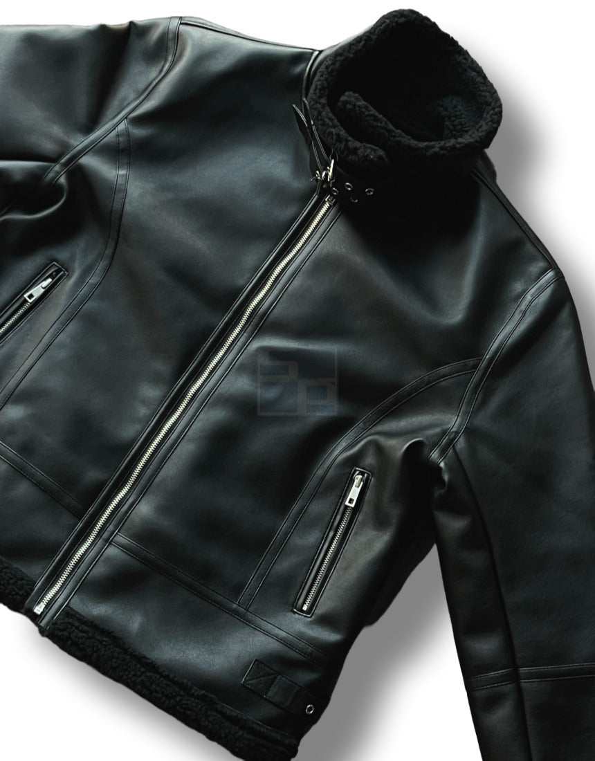 Casual Shearling Jacket Mustang Black