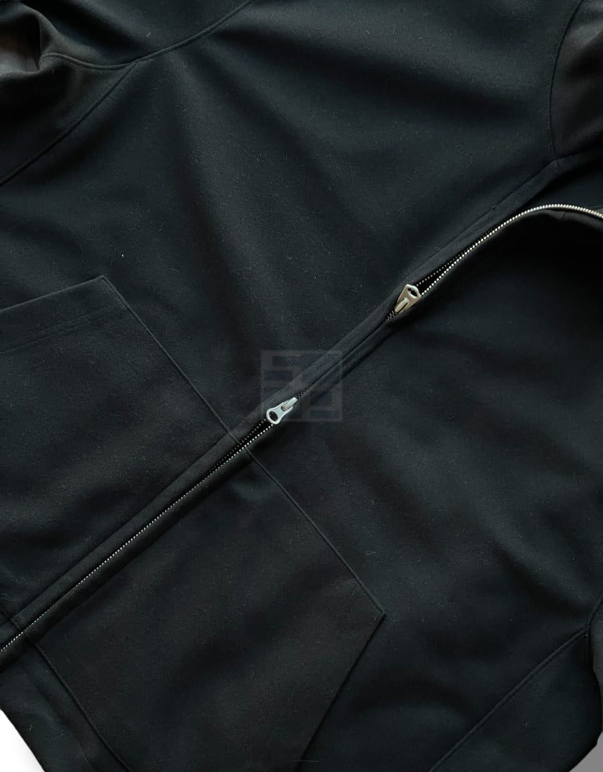Woven Fleece 2way Zipup Jacket Black