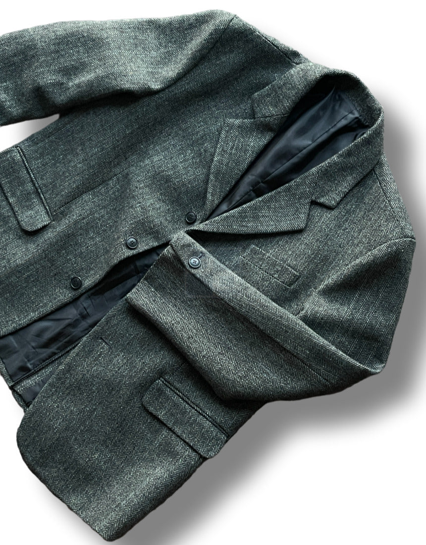 Herringbone 3 Button Casual Blazer Dark beige