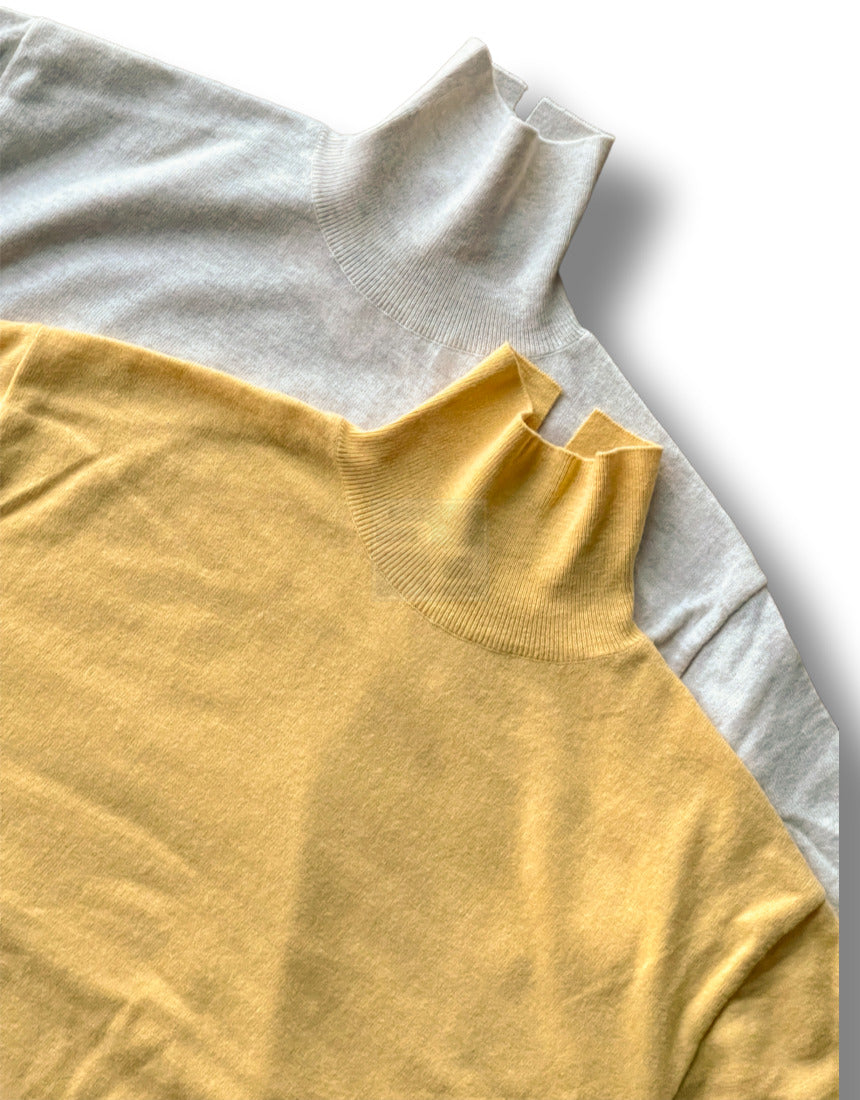 Cashmere Slit Turtleneck Sweater Yellow