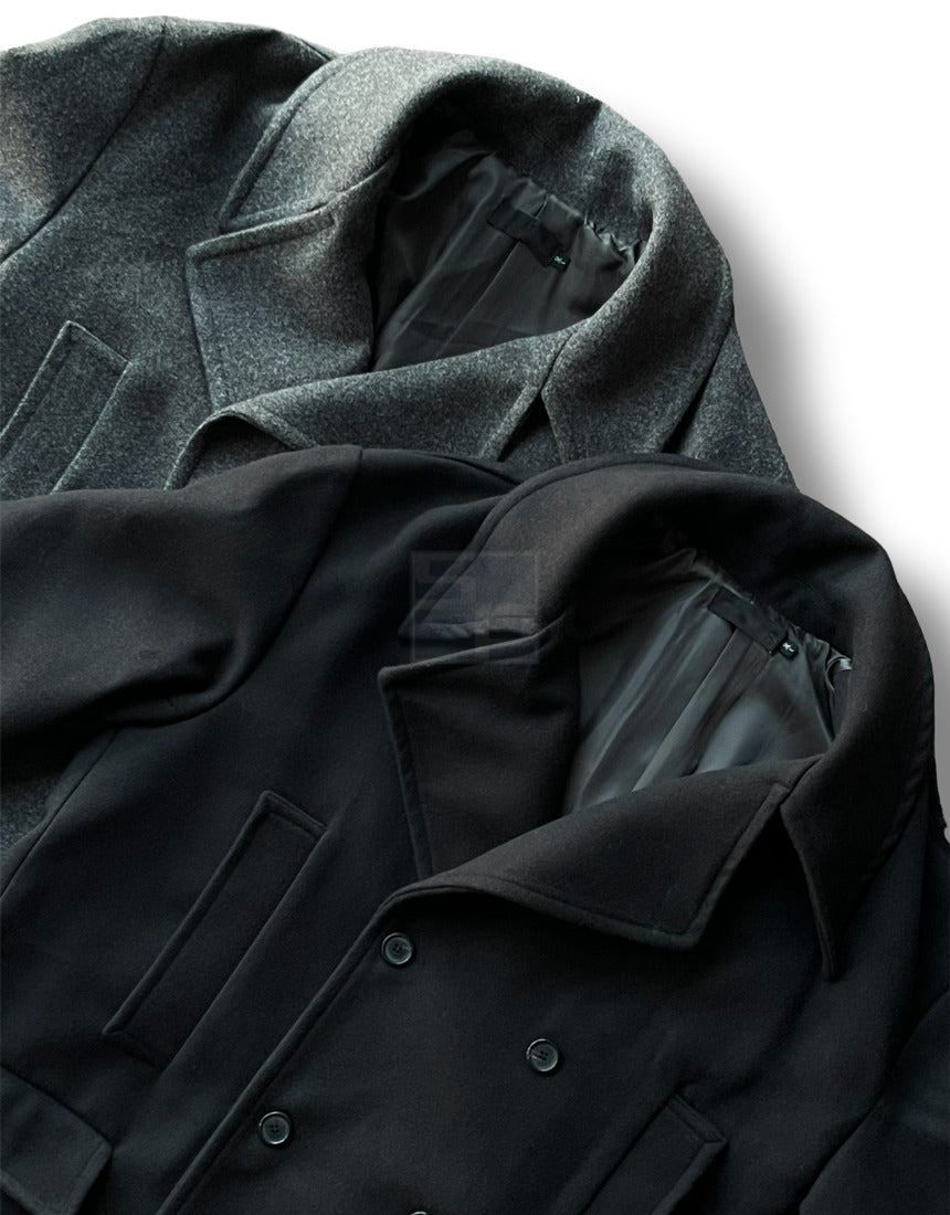 Back Slit Overfit Double Coat Black