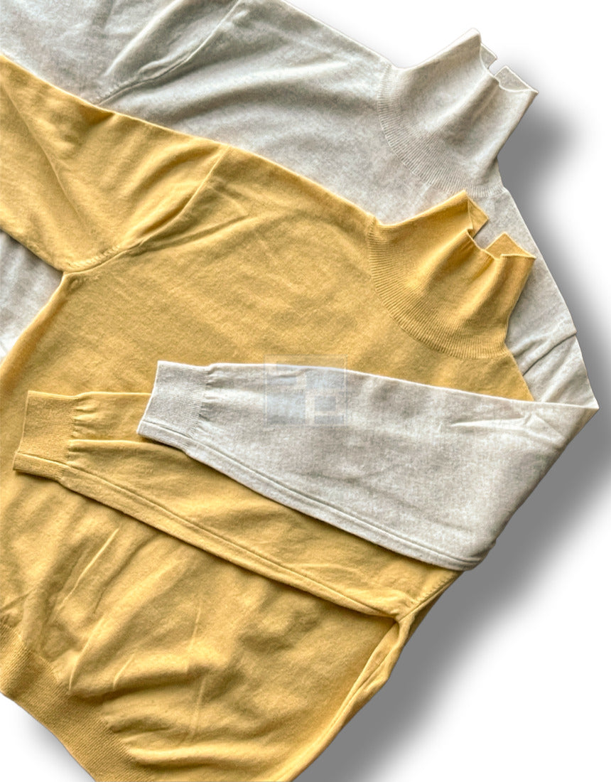 Cashmere Slit Turtleneck Sweater Yellow