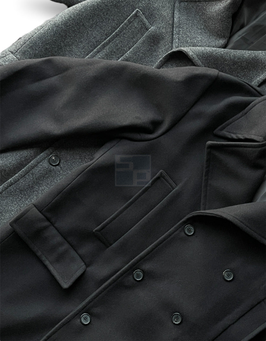 Back Slit Overfit Double Coat Charcoal