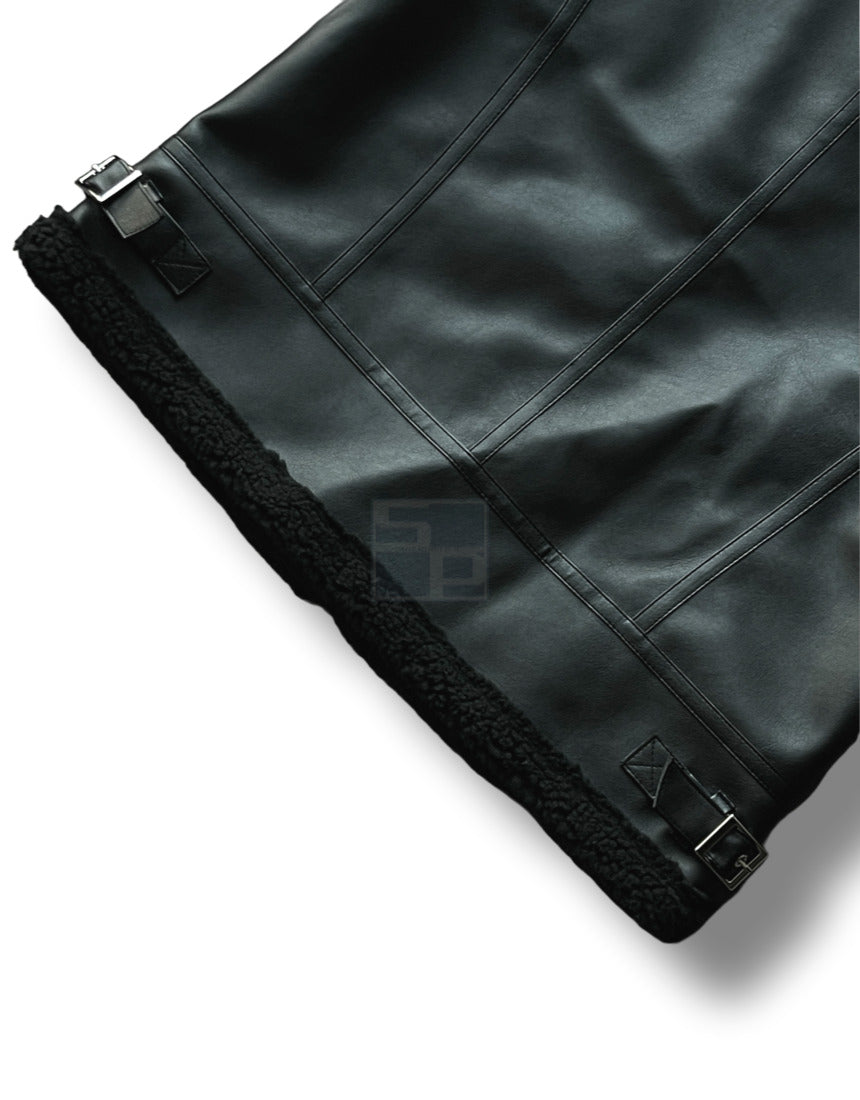 Casual Shearling Jacket Mustang Black