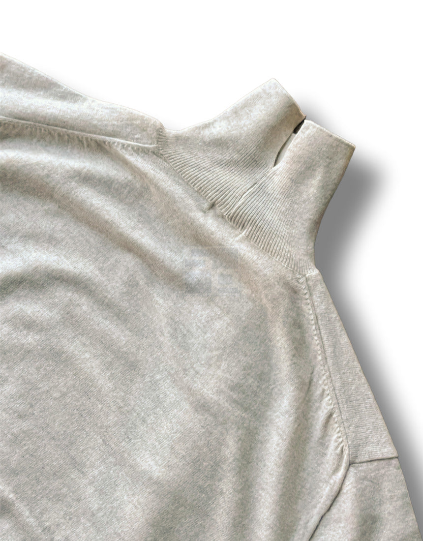 Cashmere Slit Turtleneck Sweater Oatmeal