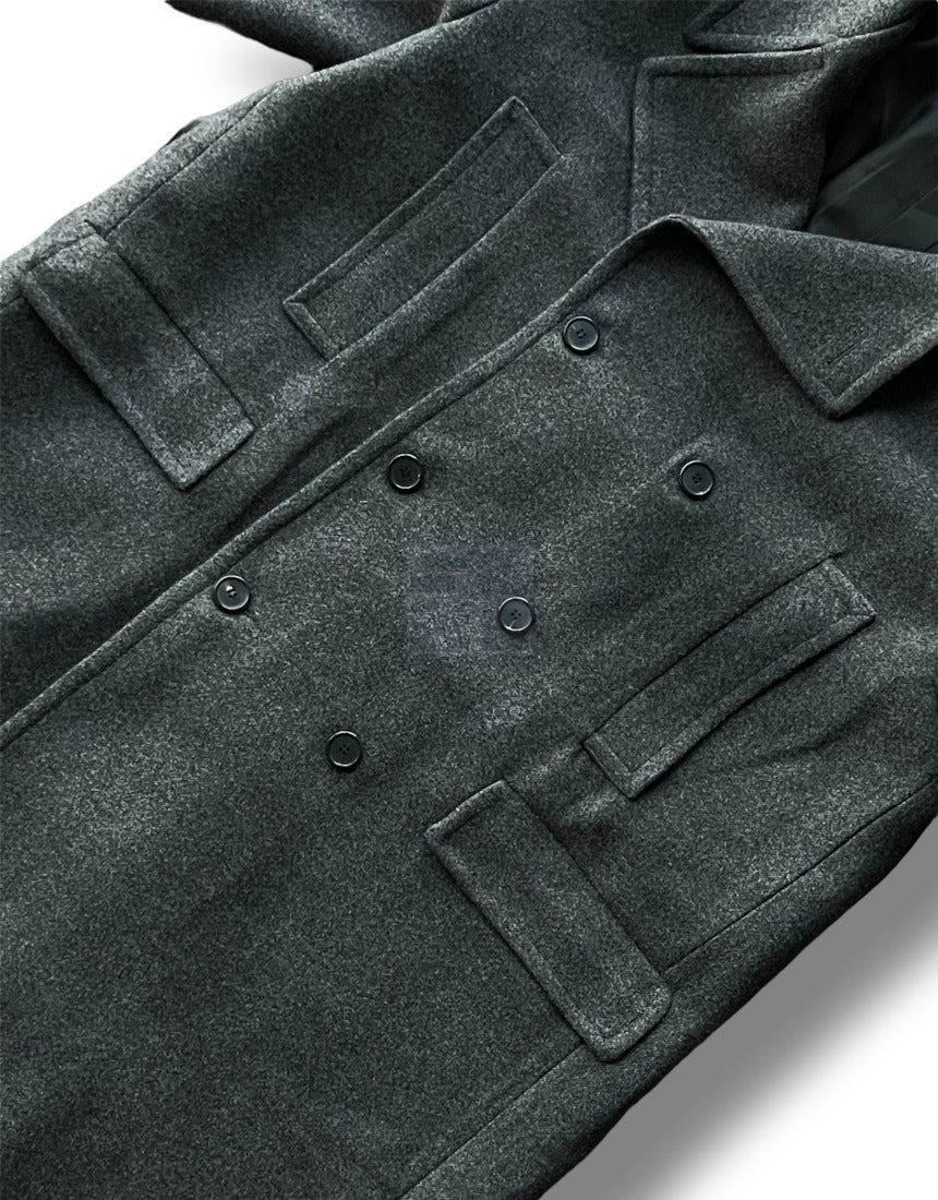 Back Slit Overfit Double Coat Charcoal