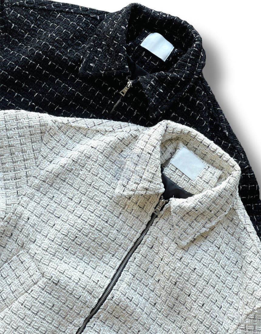 Tweed Cropped Wool Jumper Ivory