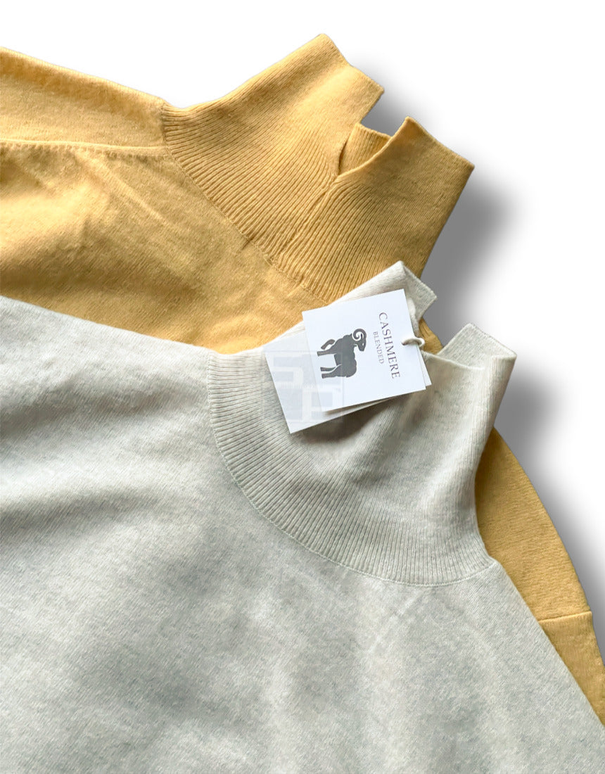 Cashmere Slit Turtleneck Sweater Oatmeal
