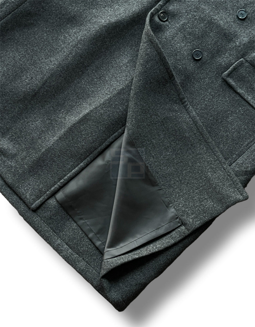 Back Slit Overfit Double Coat Charcoal