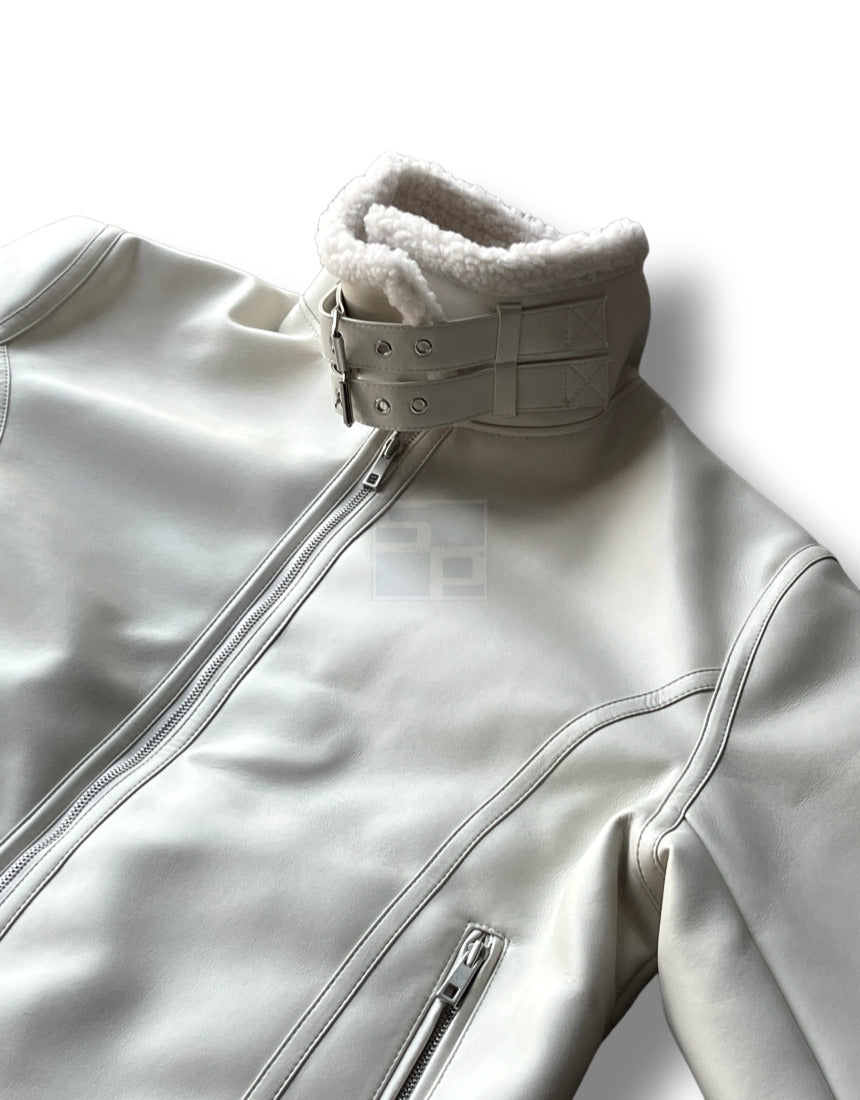 Casual Shearling Jacket Mustang Ivory