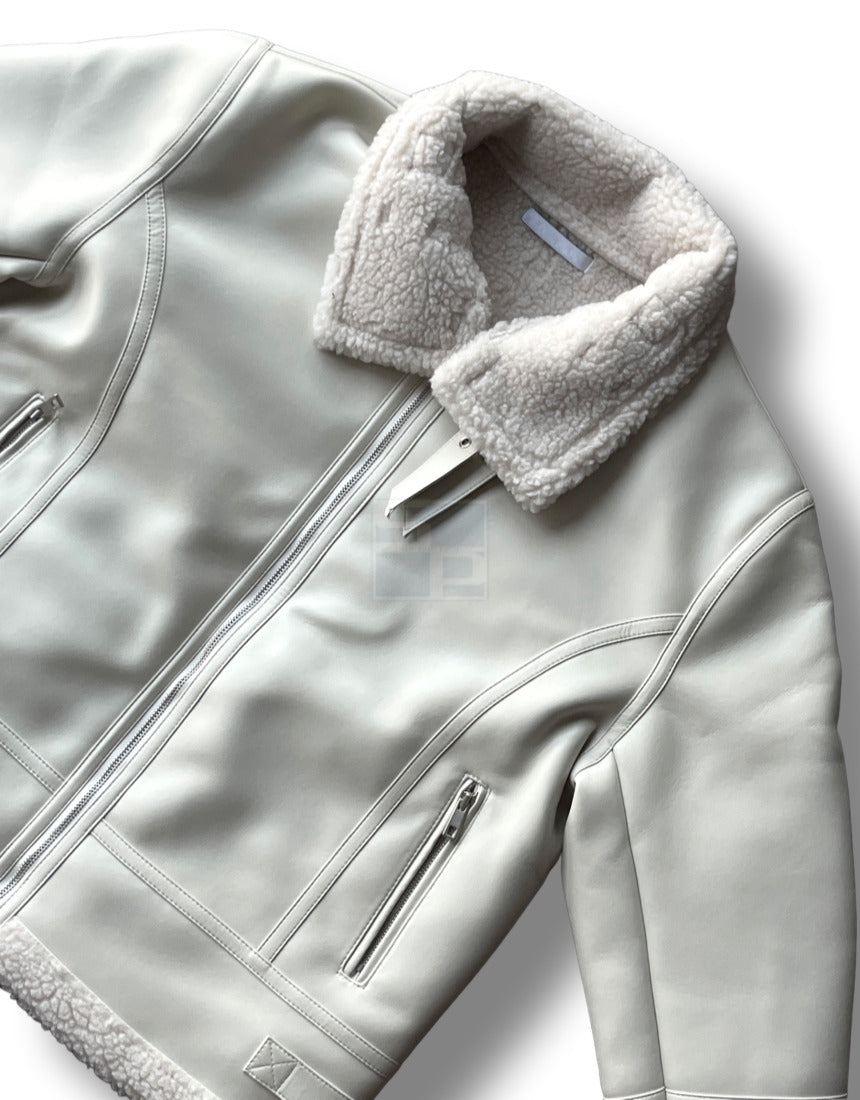 Casual Shearling Jacket Mustang Ivory